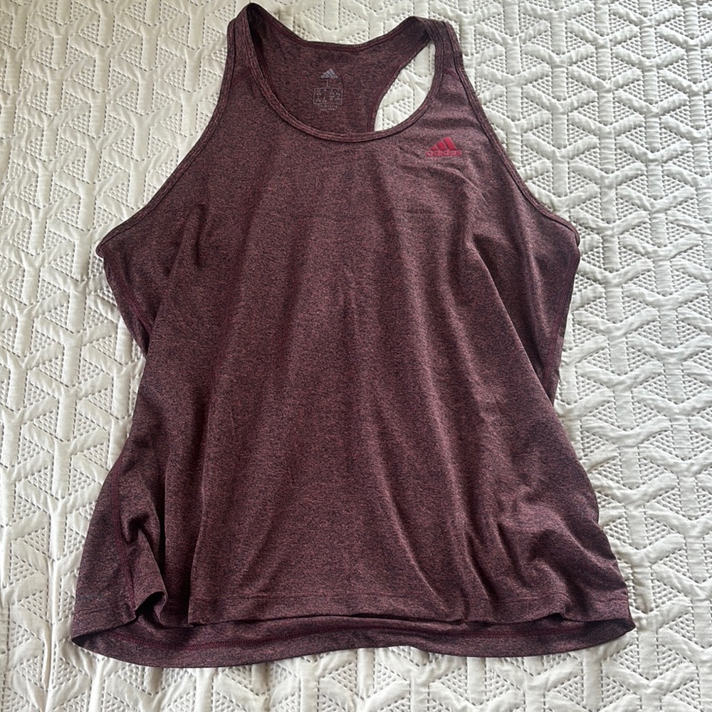 Adidas Asymmetrical Maroon Tank Top Relaxed Fit